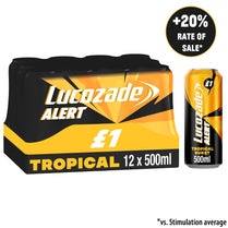 Lucozade Alert Tropical Burst Energy Drink 500ml PMP £1 (500ml × 12 )